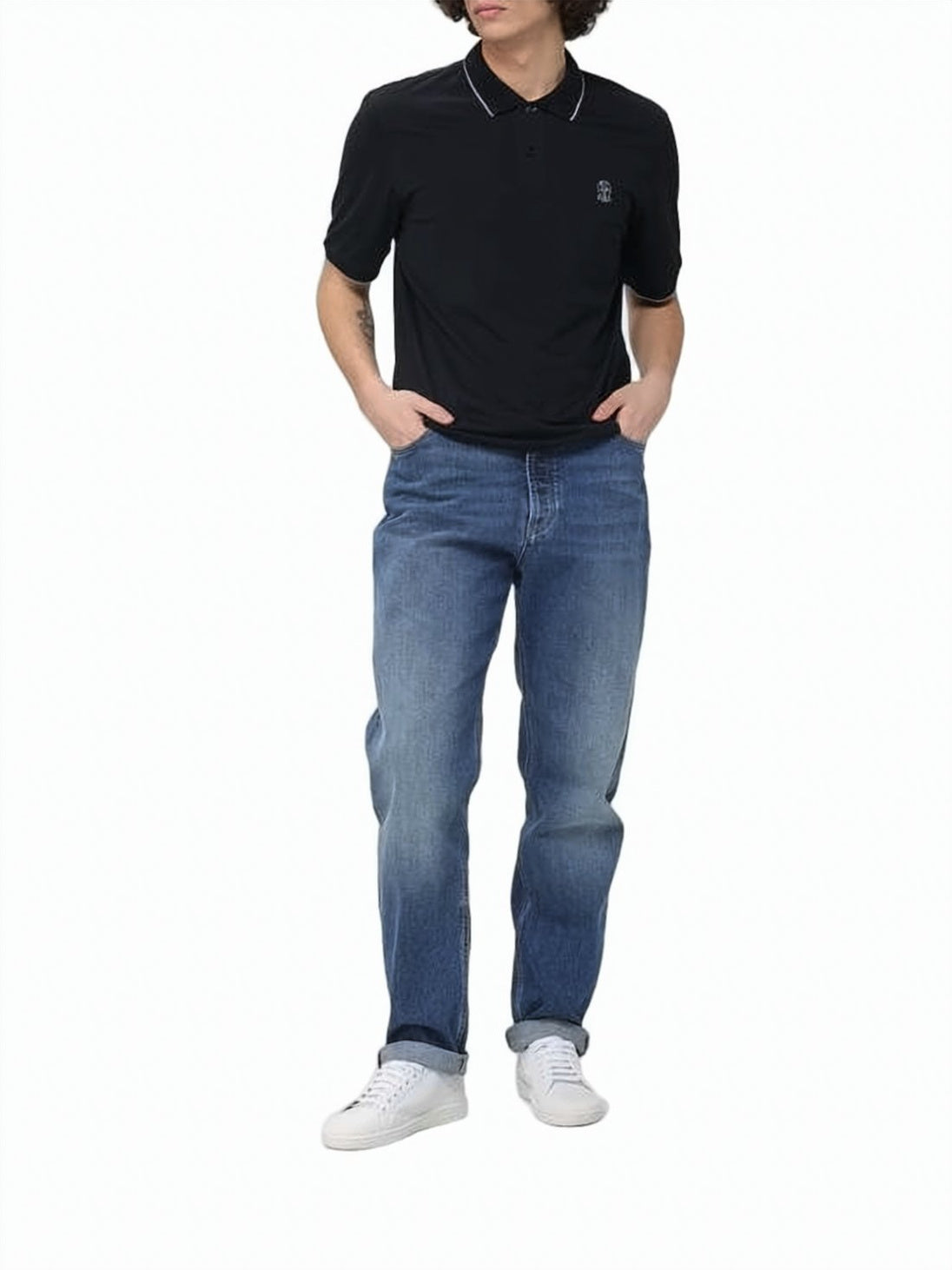 Short-Sleeve Polo Shirt with Contrast Piping