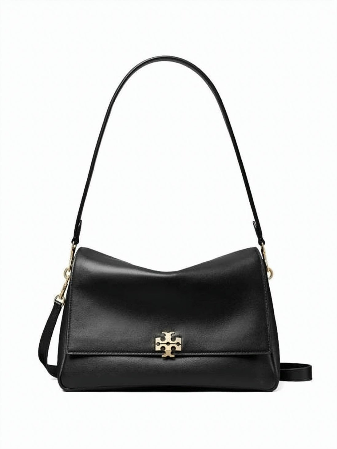 Sleek Rectangular Black Cowhide Leather Shoulder Bag
