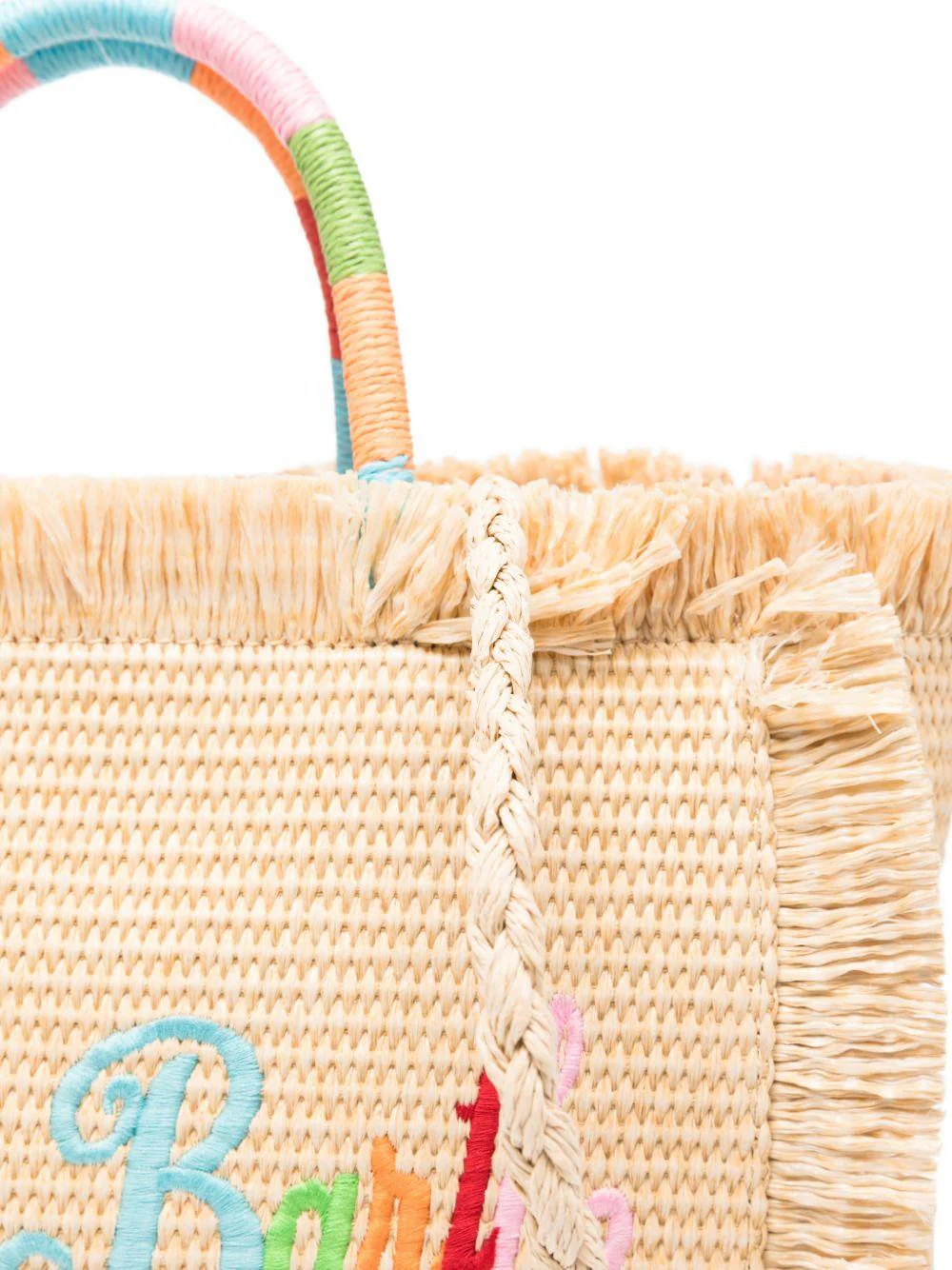 Rectangular Woven Tote Bag with Fringed Edges