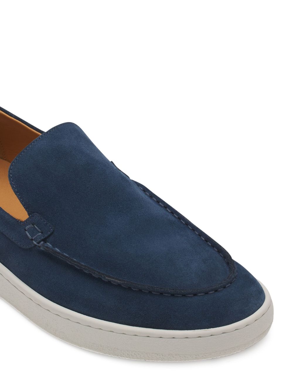 Navy Blue Suede Slip-On Loafers