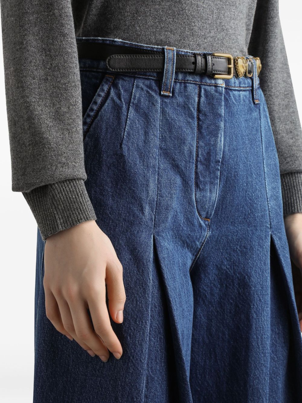 Five-Pocket Denim Trousers with High Waist