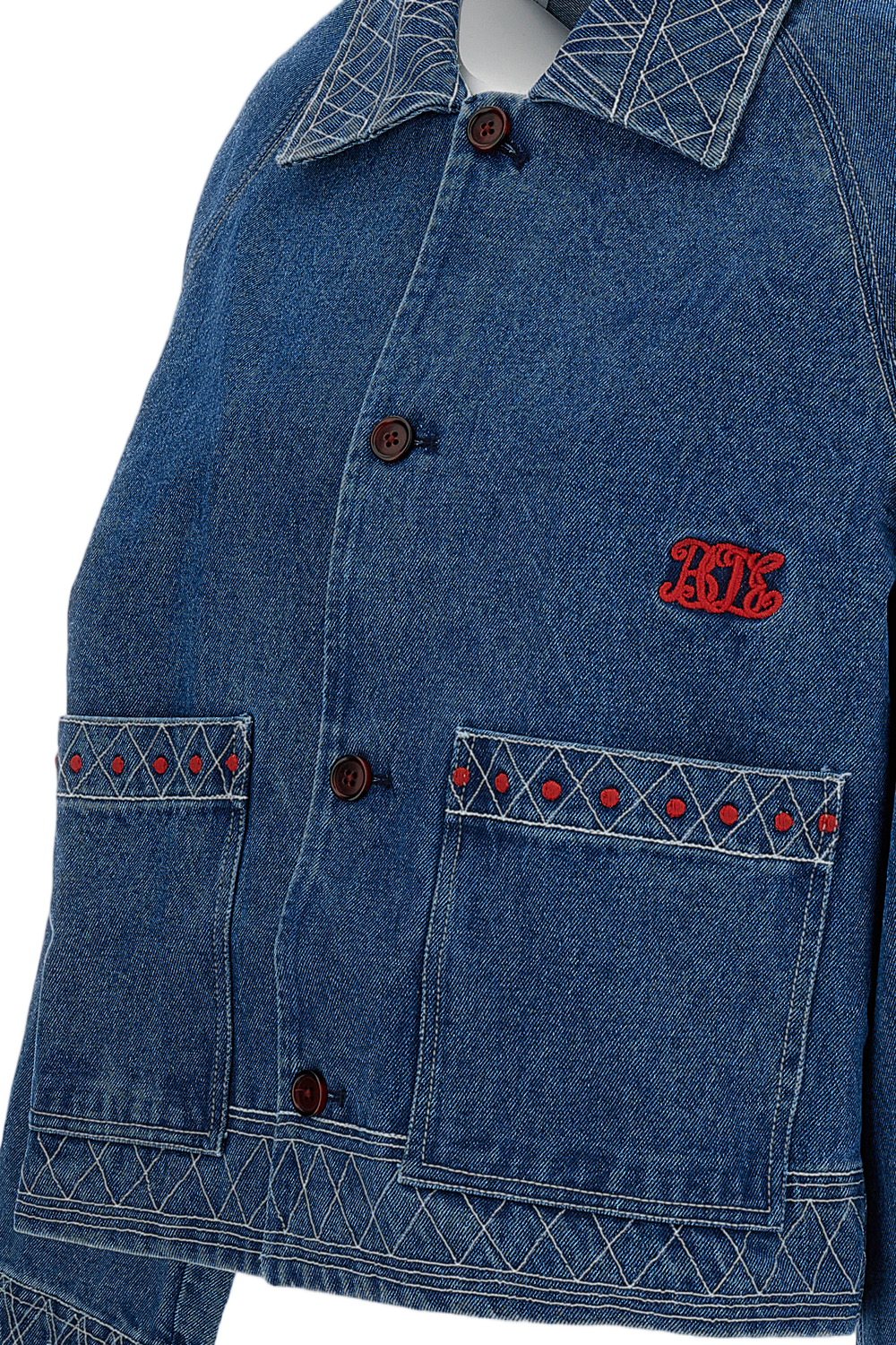 Blue Embroidered Denim Jacket
