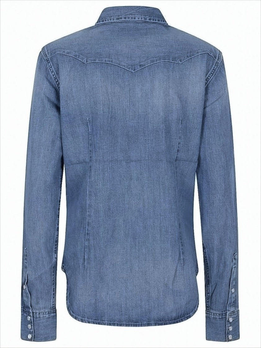 Denim Shirt with Classic Collar and Flap Pockets