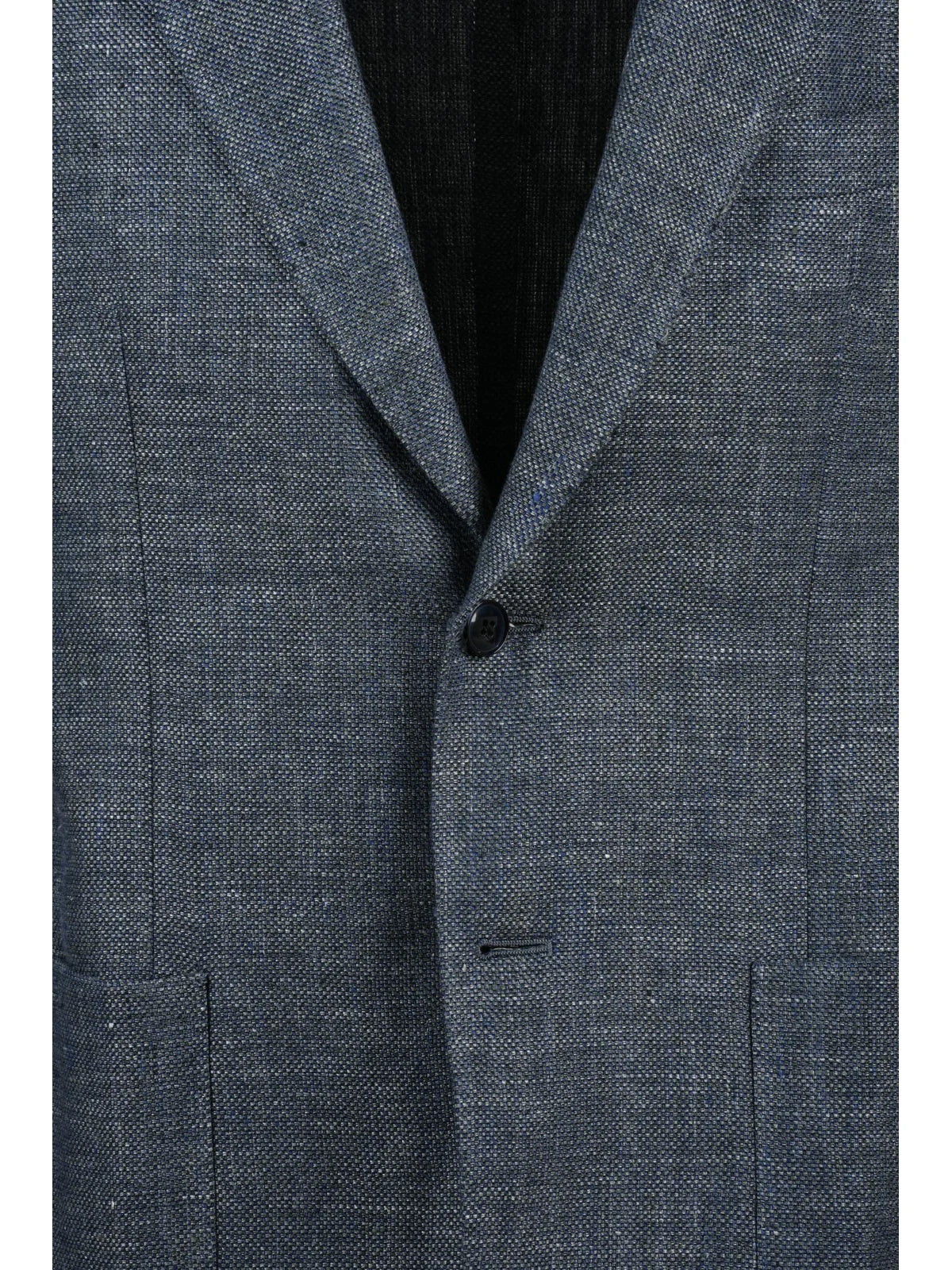 Grey Linen Virgin Wool Fitted Jacket