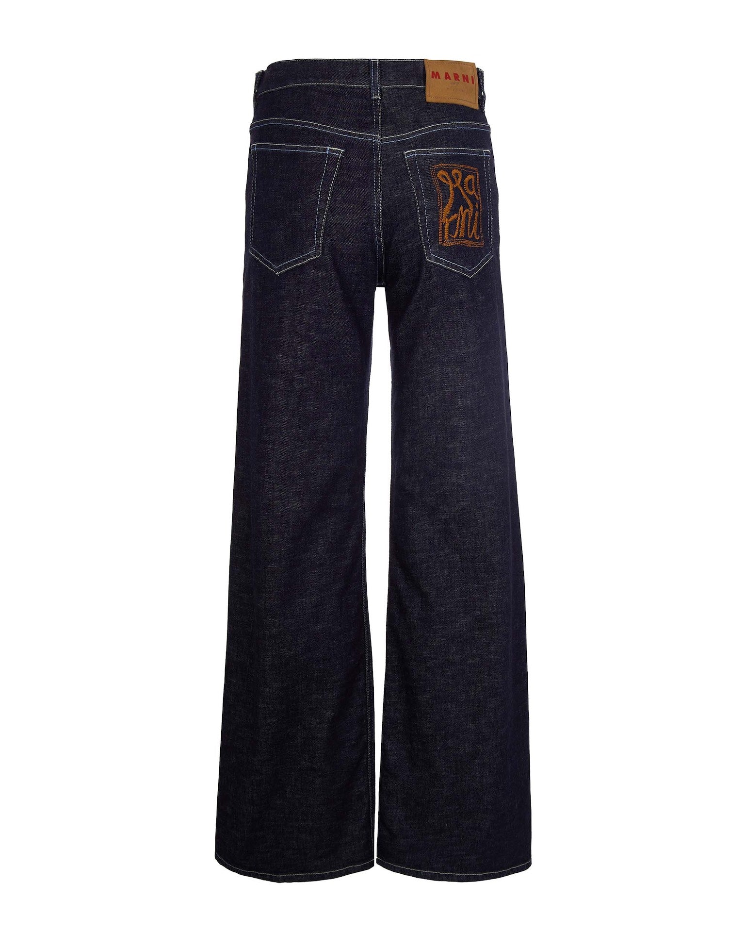 Wide-Leg Denim Jeans With Contrast Stitching