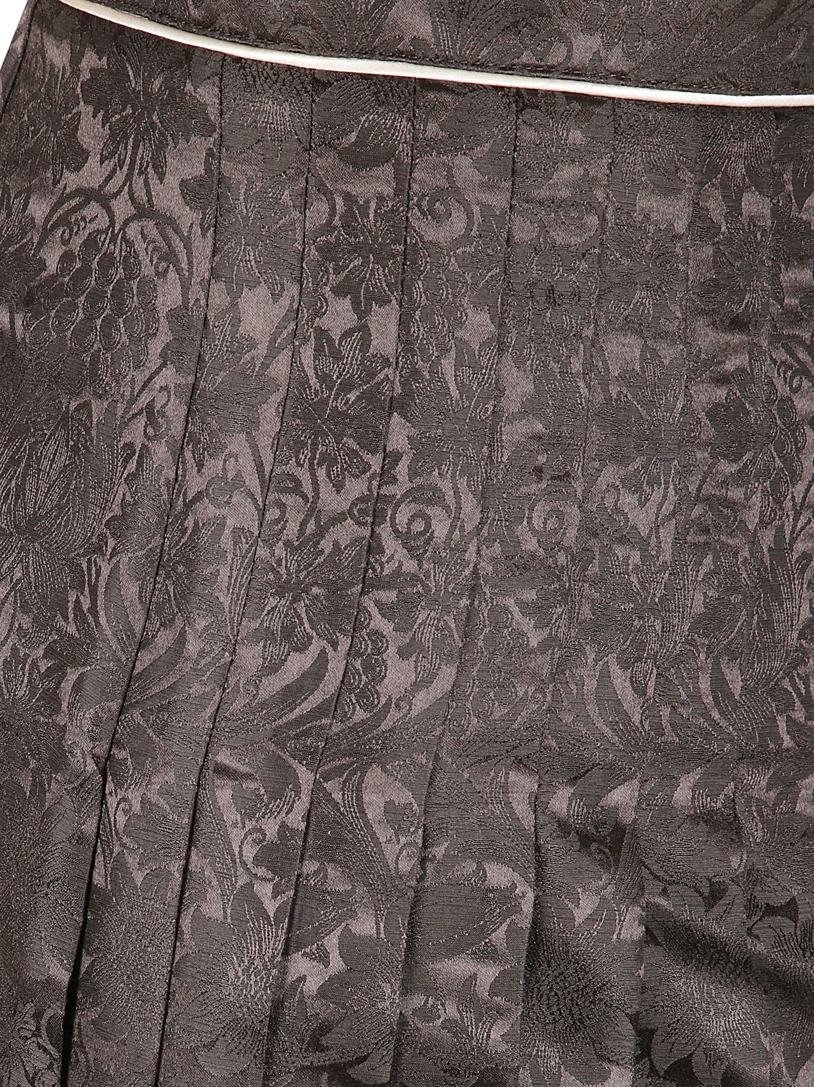 Silk Jacquard Wrap Skirt With Front Pleats
