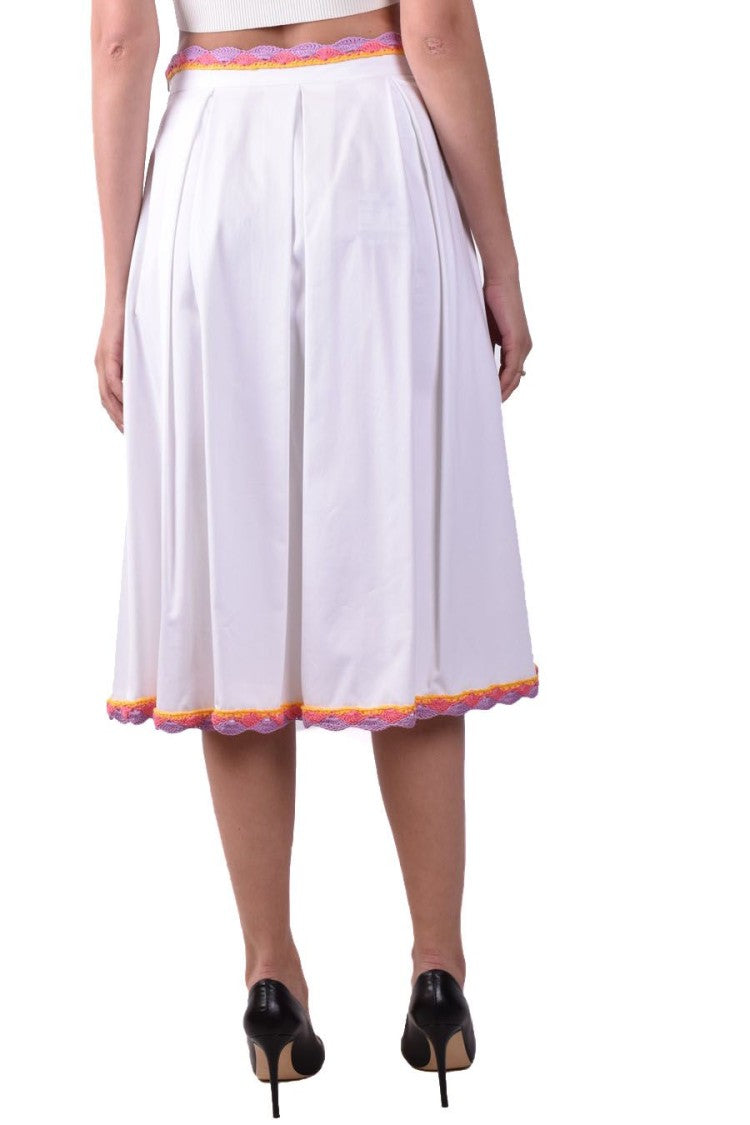 White Cotton Midi Skirt