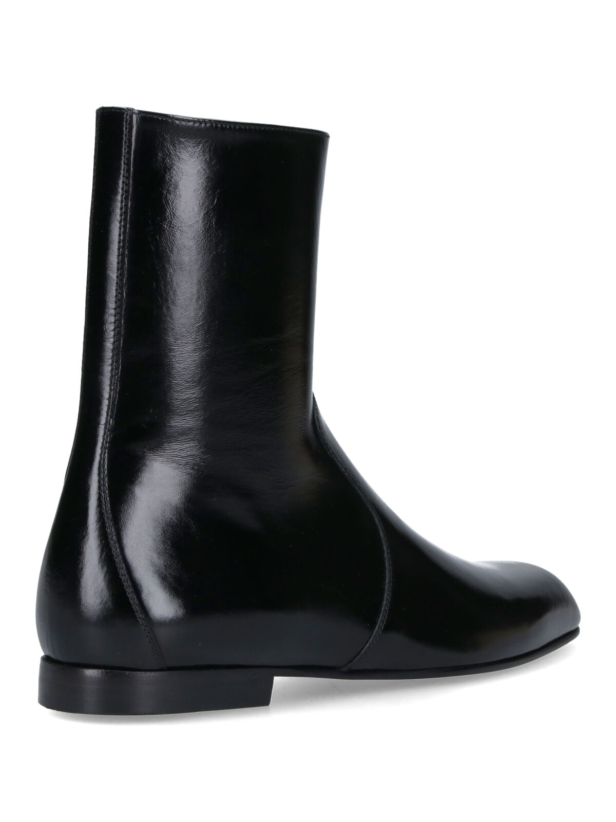 Sophisticated Black Calf Leather Ankle Boot With Gold Hardware
