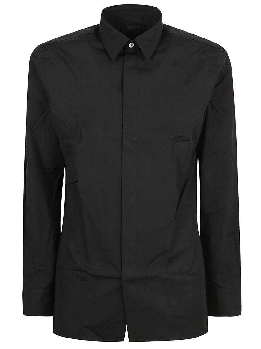 Tailored Black Shirt With Structured Collar