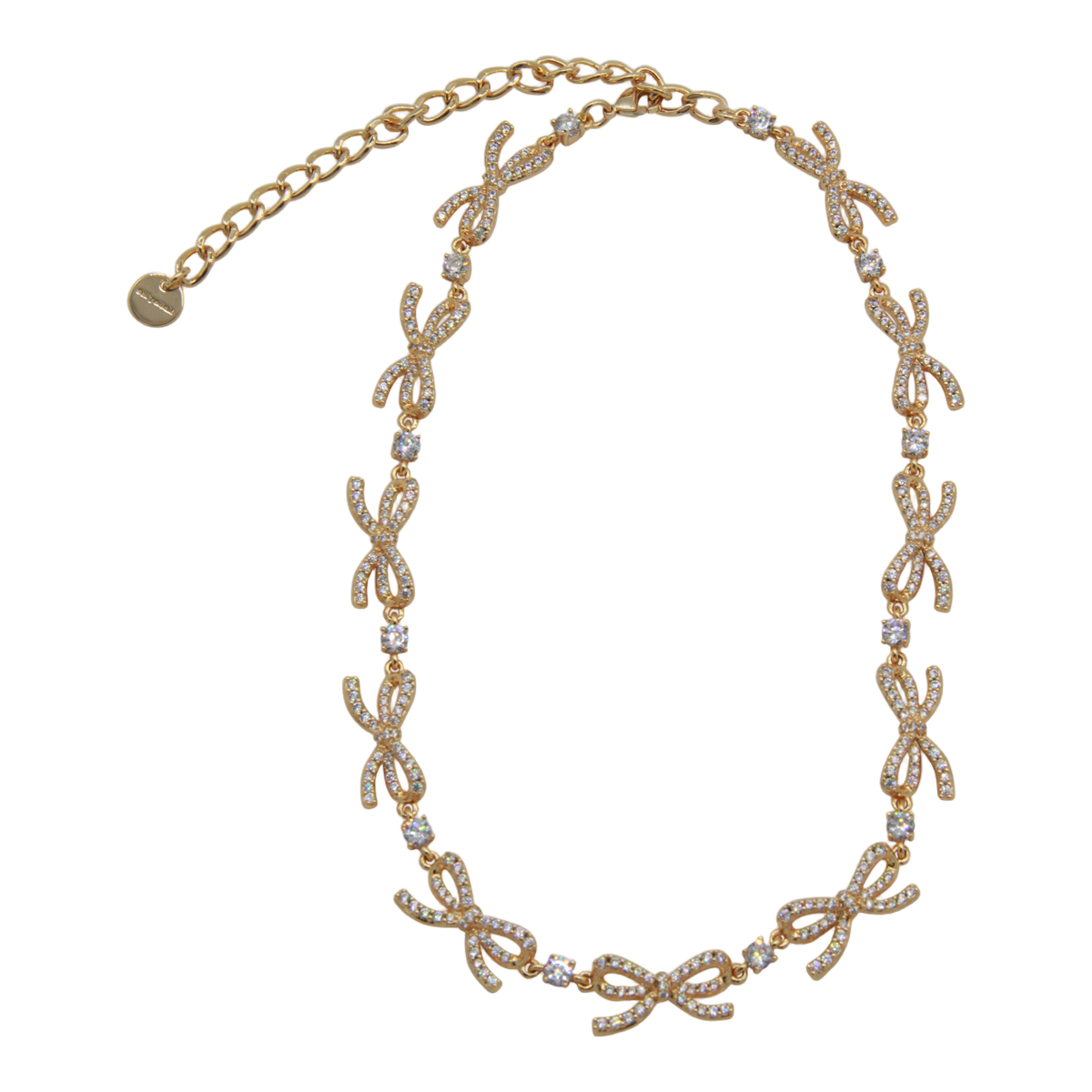 Bow-Link Necklace With Crystal Accents