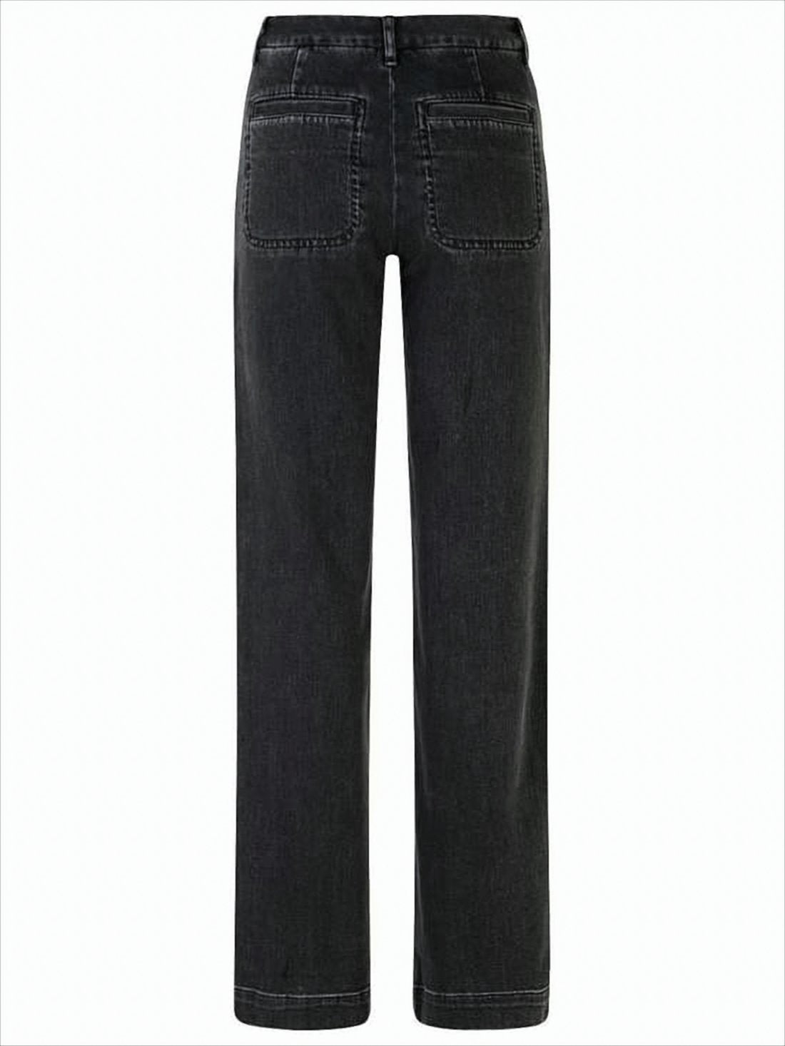 Washed Black Straight-Leg Denim Pants