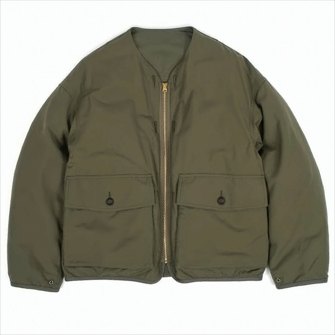 Minimalist Green Wool-Linen Jacket with Clean Silhouette