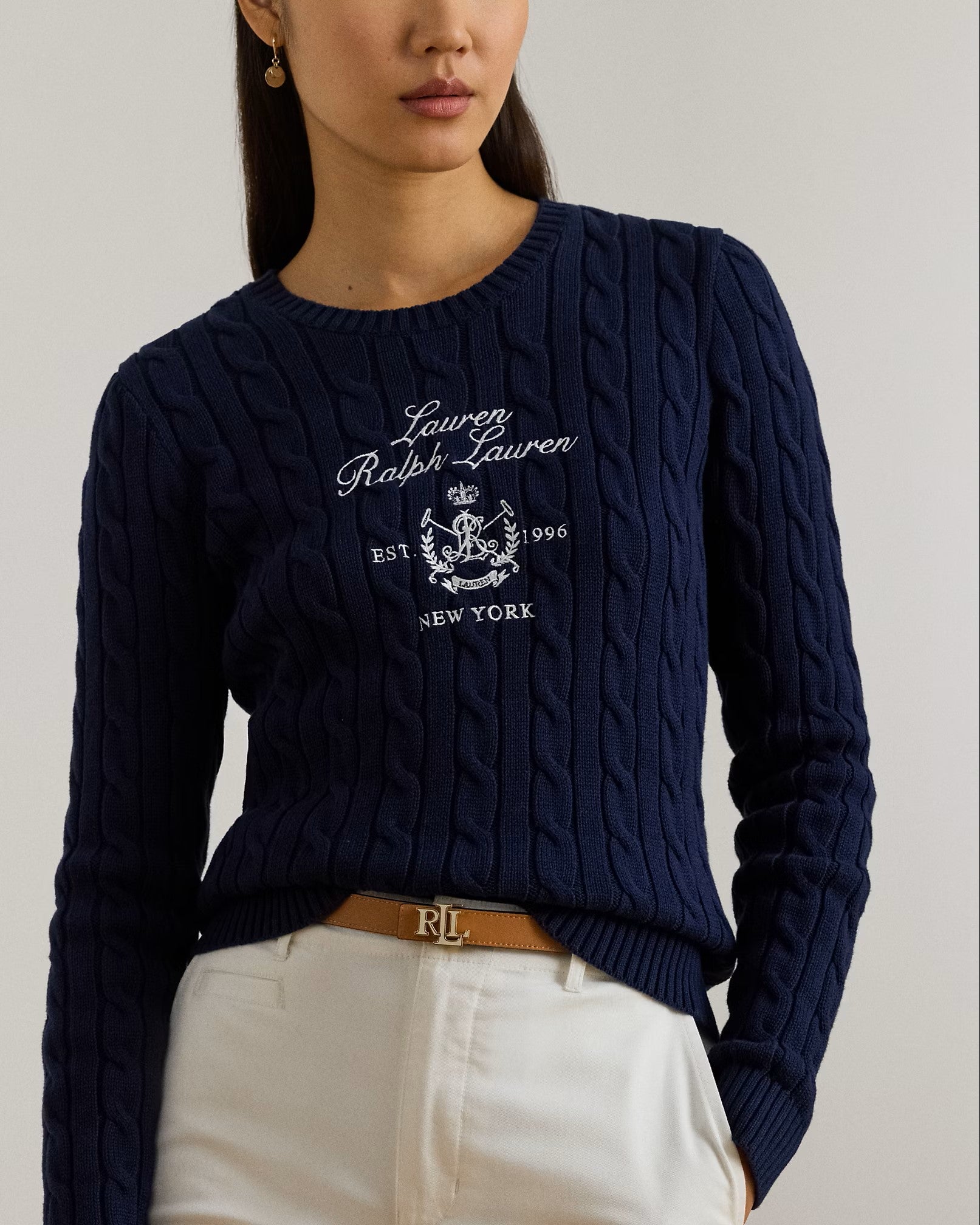 Navy Blue Rinett Cotton Pullover Sweater