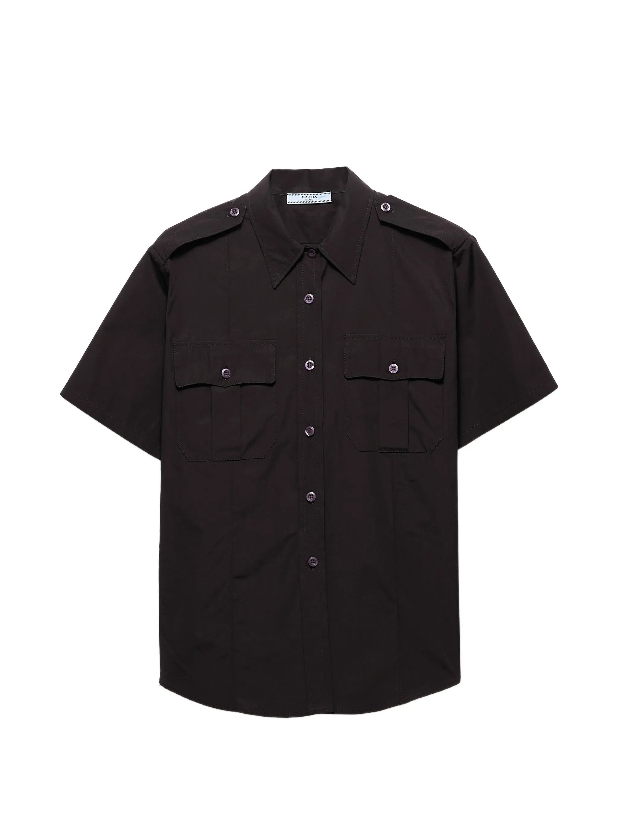 Dark Popeline Boxy Short-Sleeved Shirt