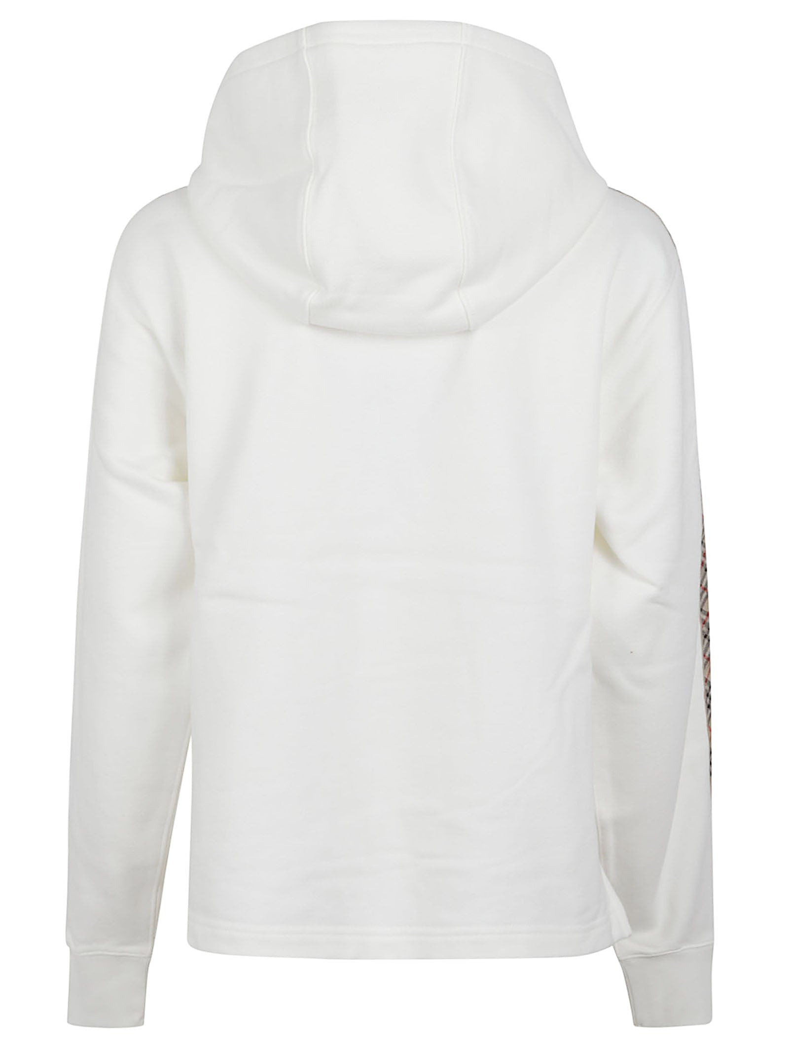 White Zip-Up Hoodie with Patterned Stripe Detail