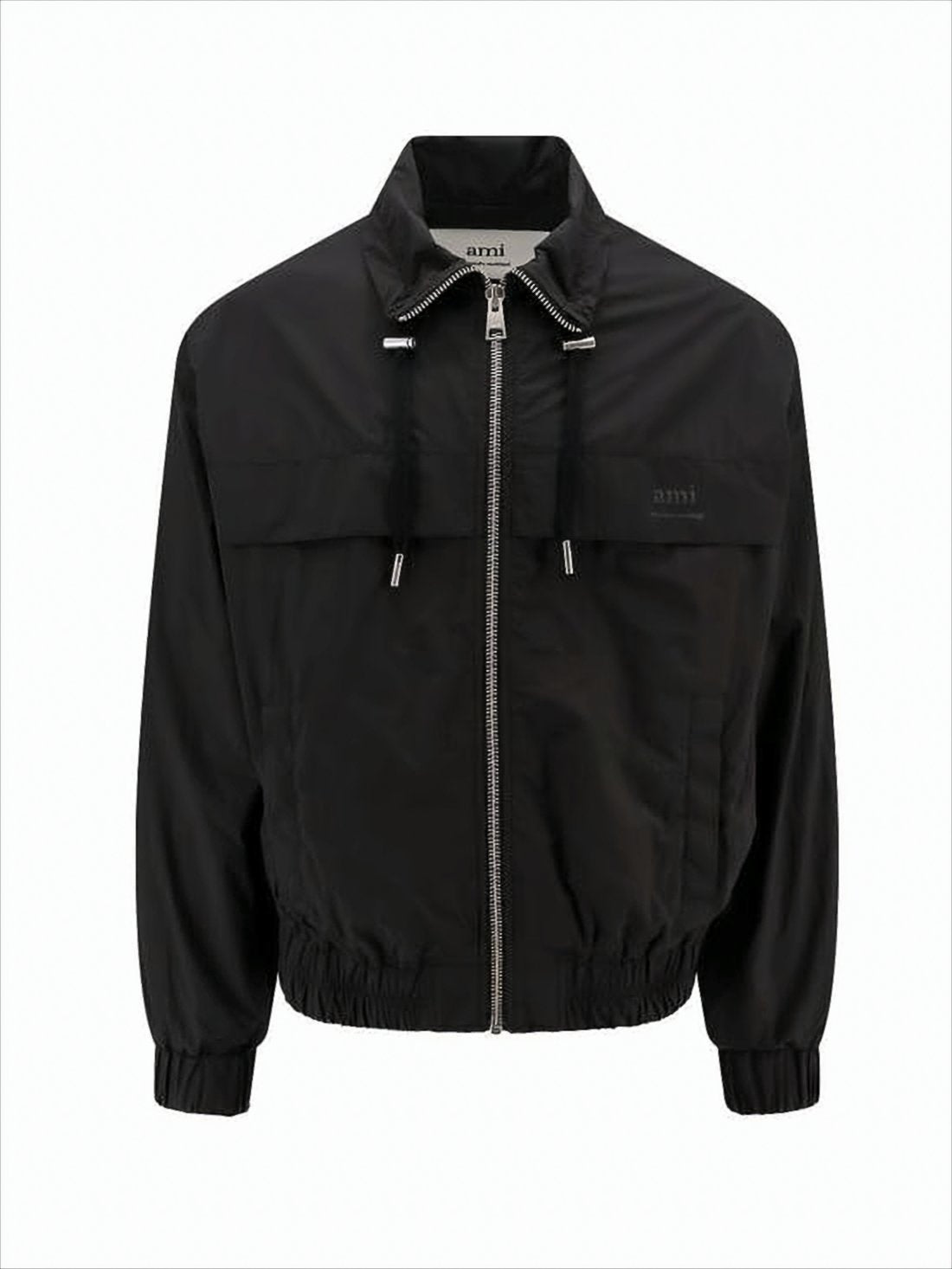 Cropped Black Polyamide Jacket with High Collar
