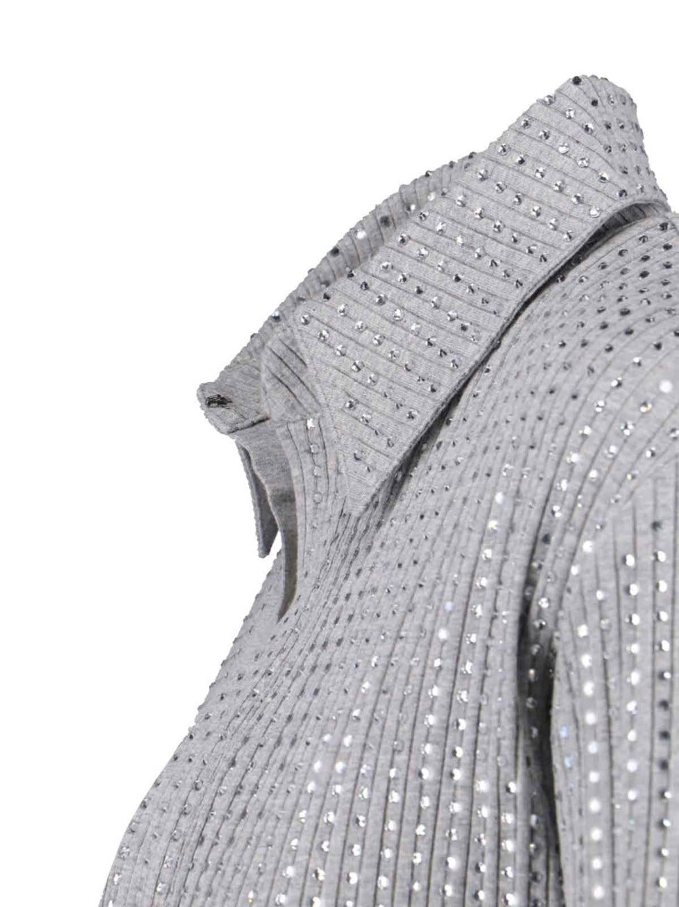 Fitted Grey Mini Dress With Reflective Embellishments
