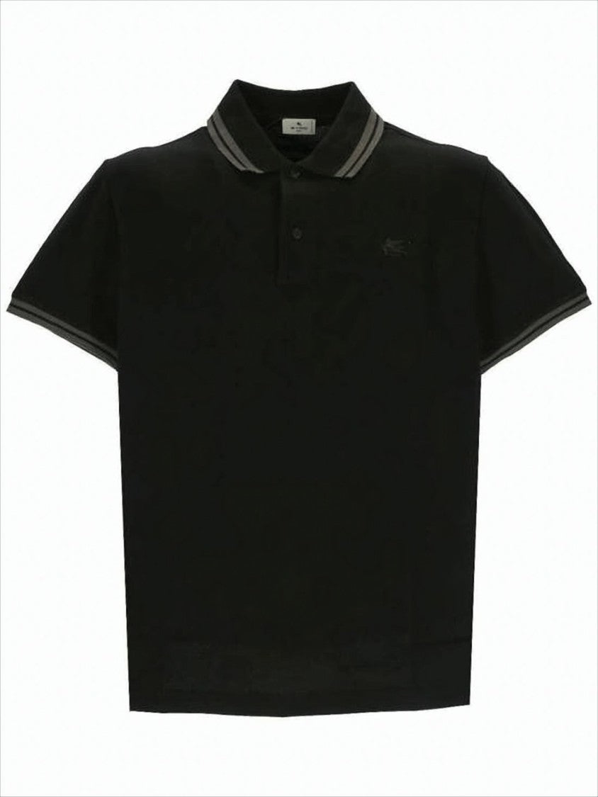 Short-Sleeve Polo Shirt with Contrasting Stripes