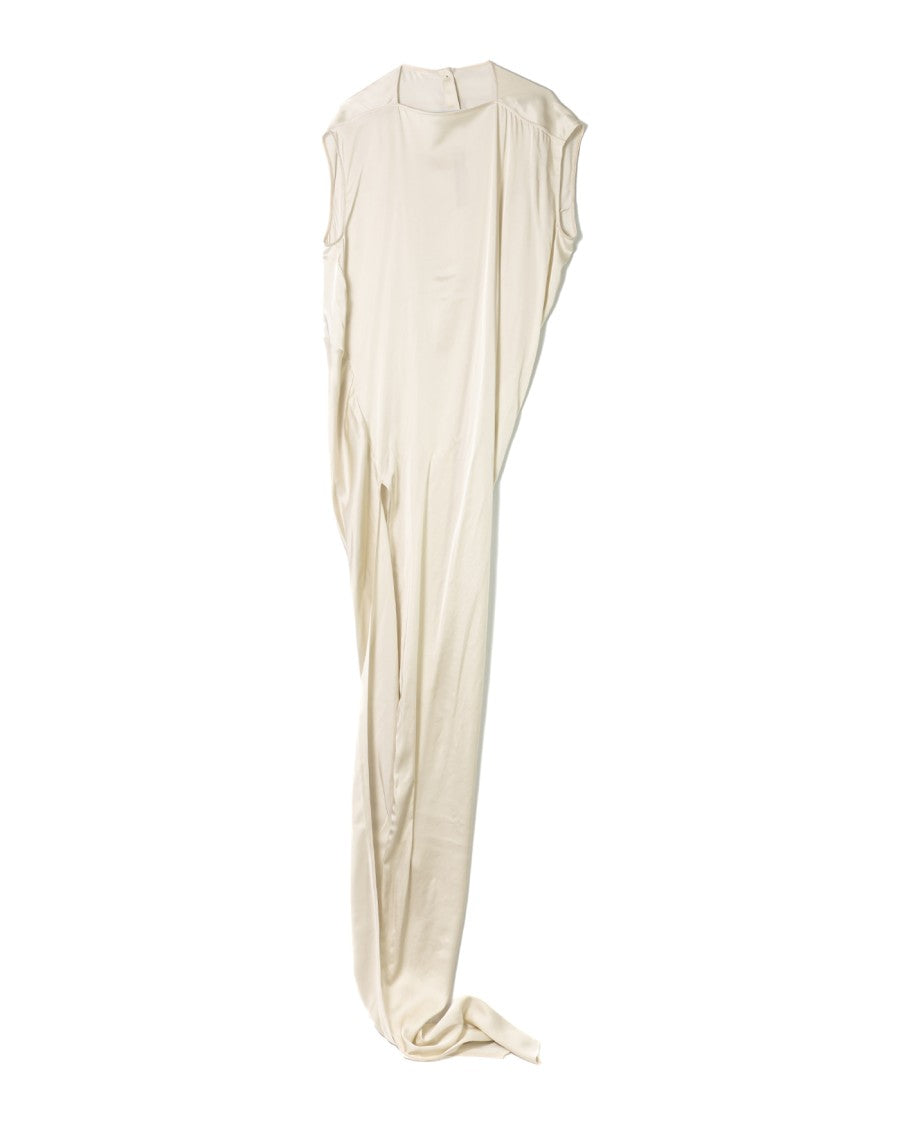 Satin-Finish White Dress