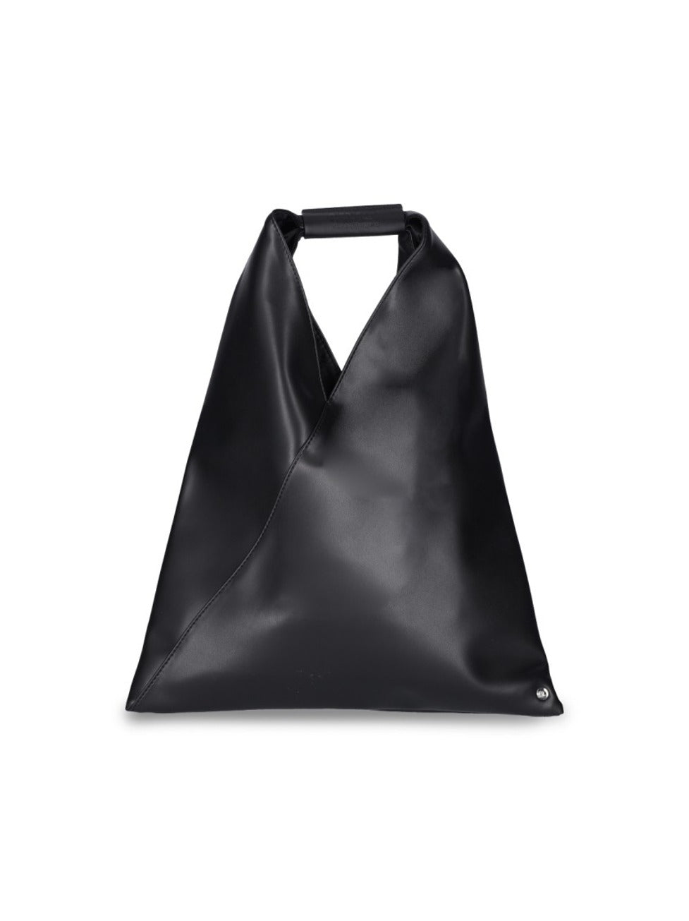 Black Faux Leather Small "Japanese" Tote Bag