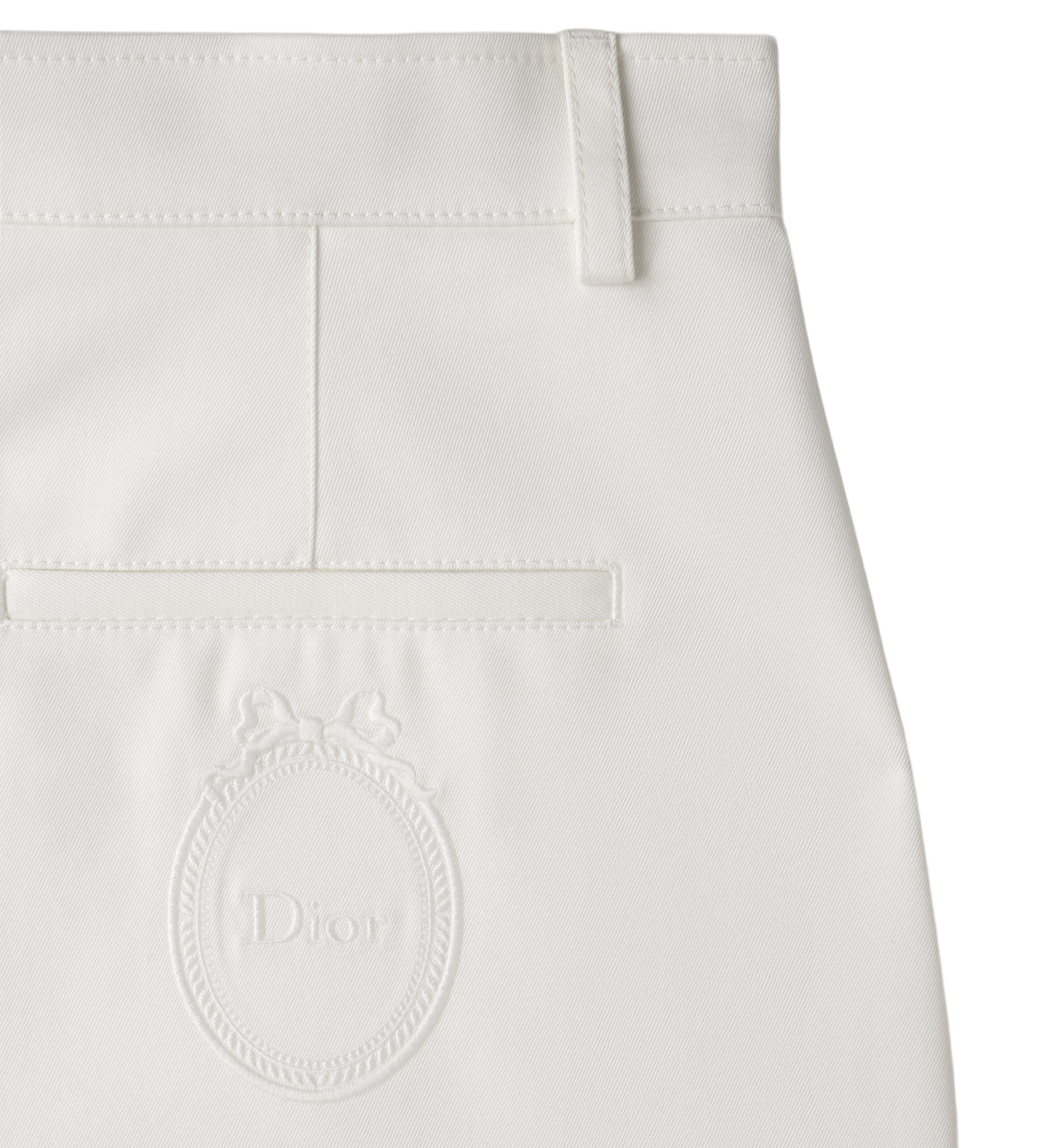 White Tailored Minimalist Embossed Logo Shorts