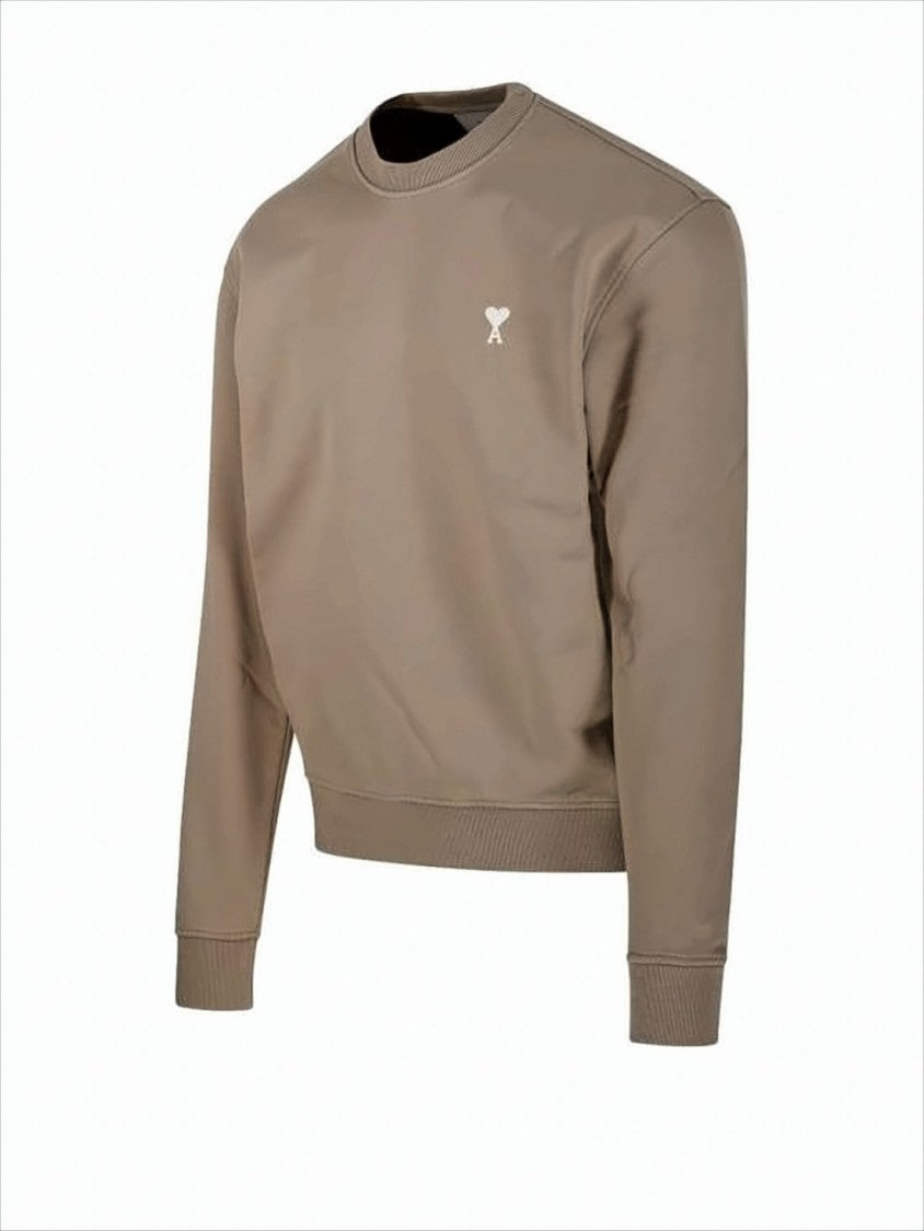 Cropped Brown Sweatshirt with Ribbed Cuffs