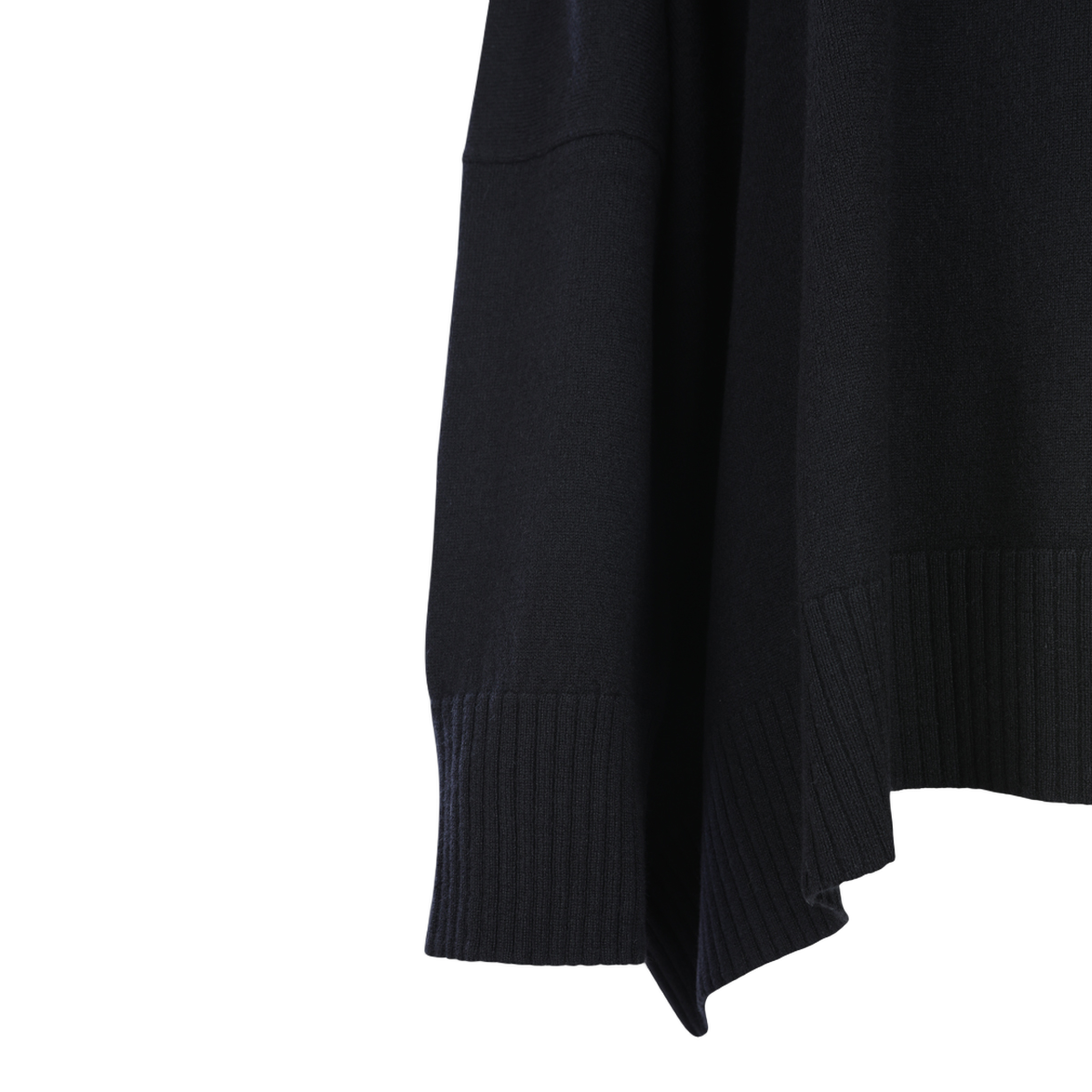 Loose-Fitting Black Sweater with Asymmetrical Hemline
