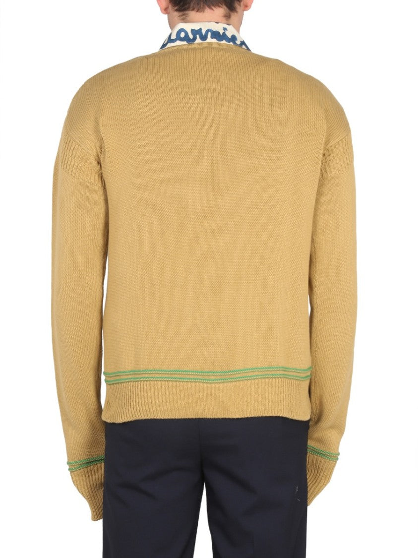 Cross-Neck Knit Sweatshirt