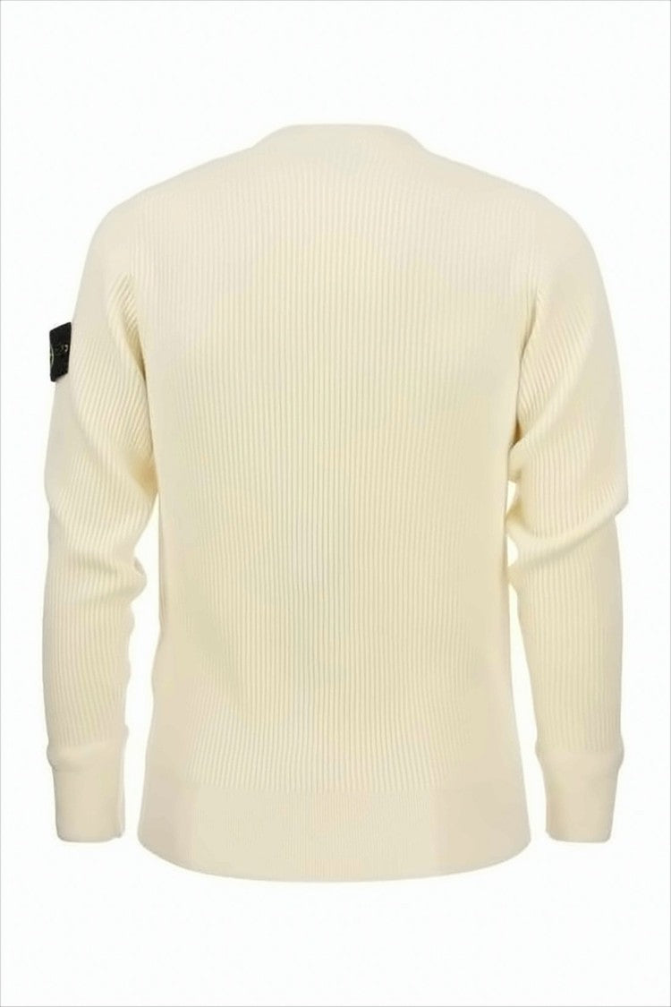 Ribbed Knit Sweater with Crew Neckline
