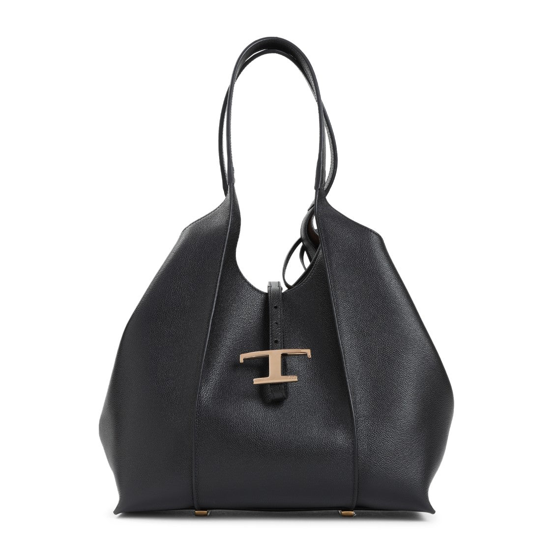 Black Grained Leather Shopper Bag