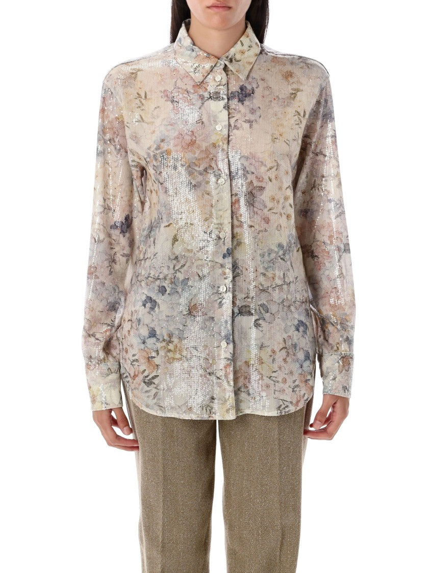 Floral Sequin Print Shirt