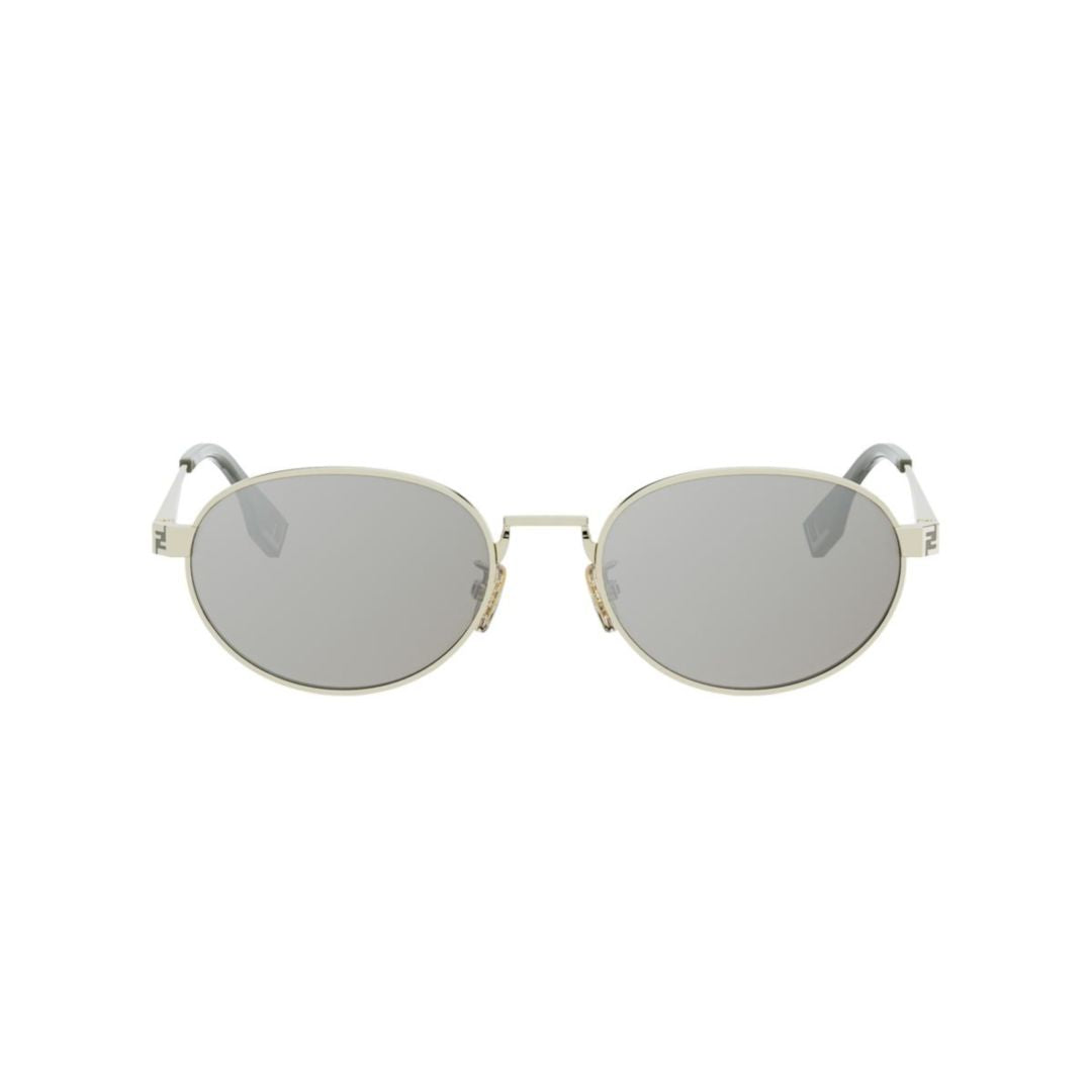 Fe40180u Round-Tinted Silver Metal Frame Sunglasses