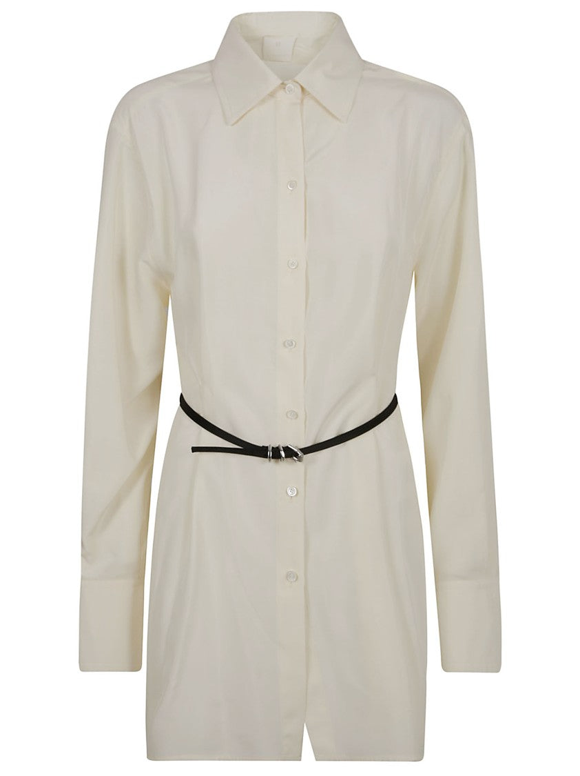 Beige Silk Shirt With Classic Collar