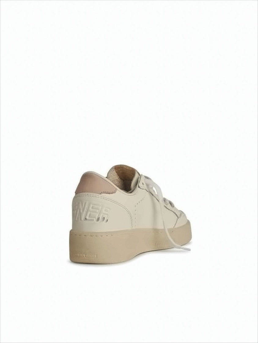 Smooth Leather Low-Top Sneakers with Vintage Finish