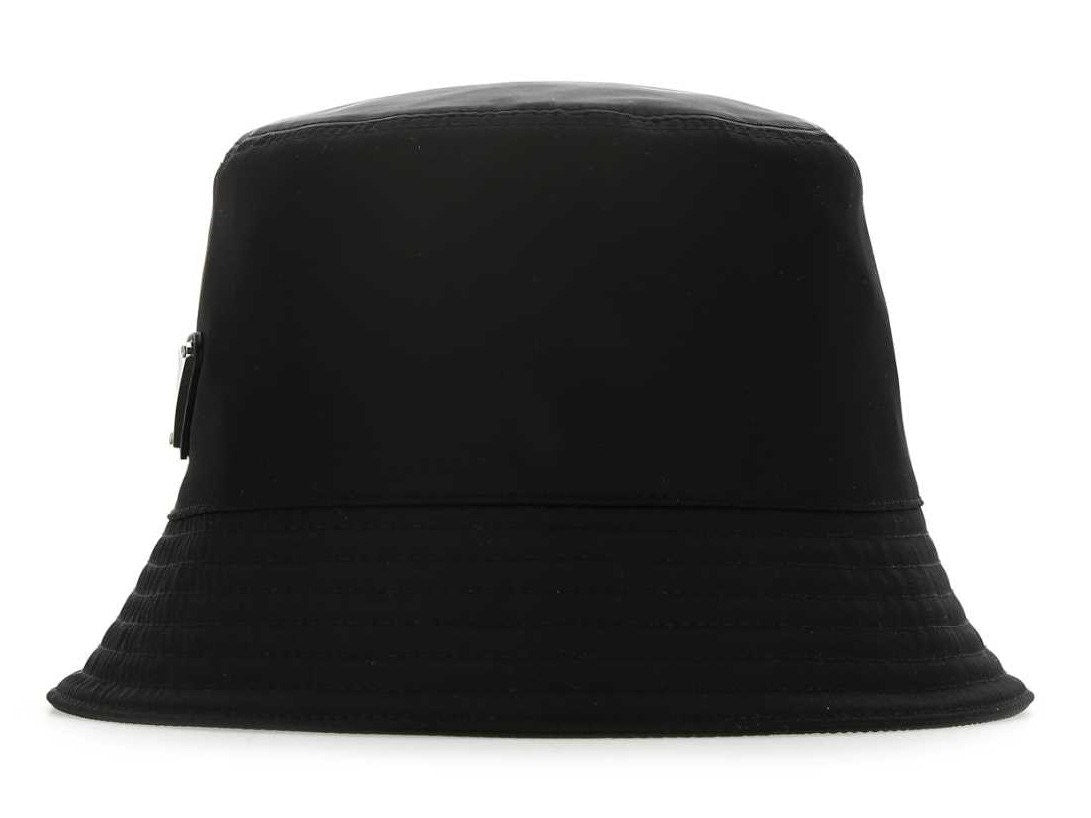 Smooth Nylon Bucket Hat with Triangular Logo Patch