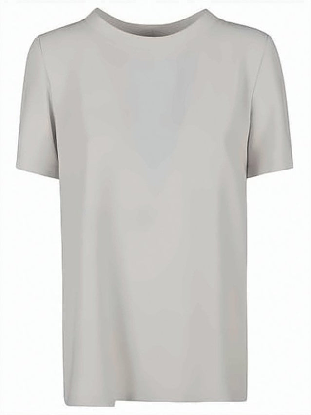 Short-Sleeved Relaxed-Fit Top in Soft Grey Fabric