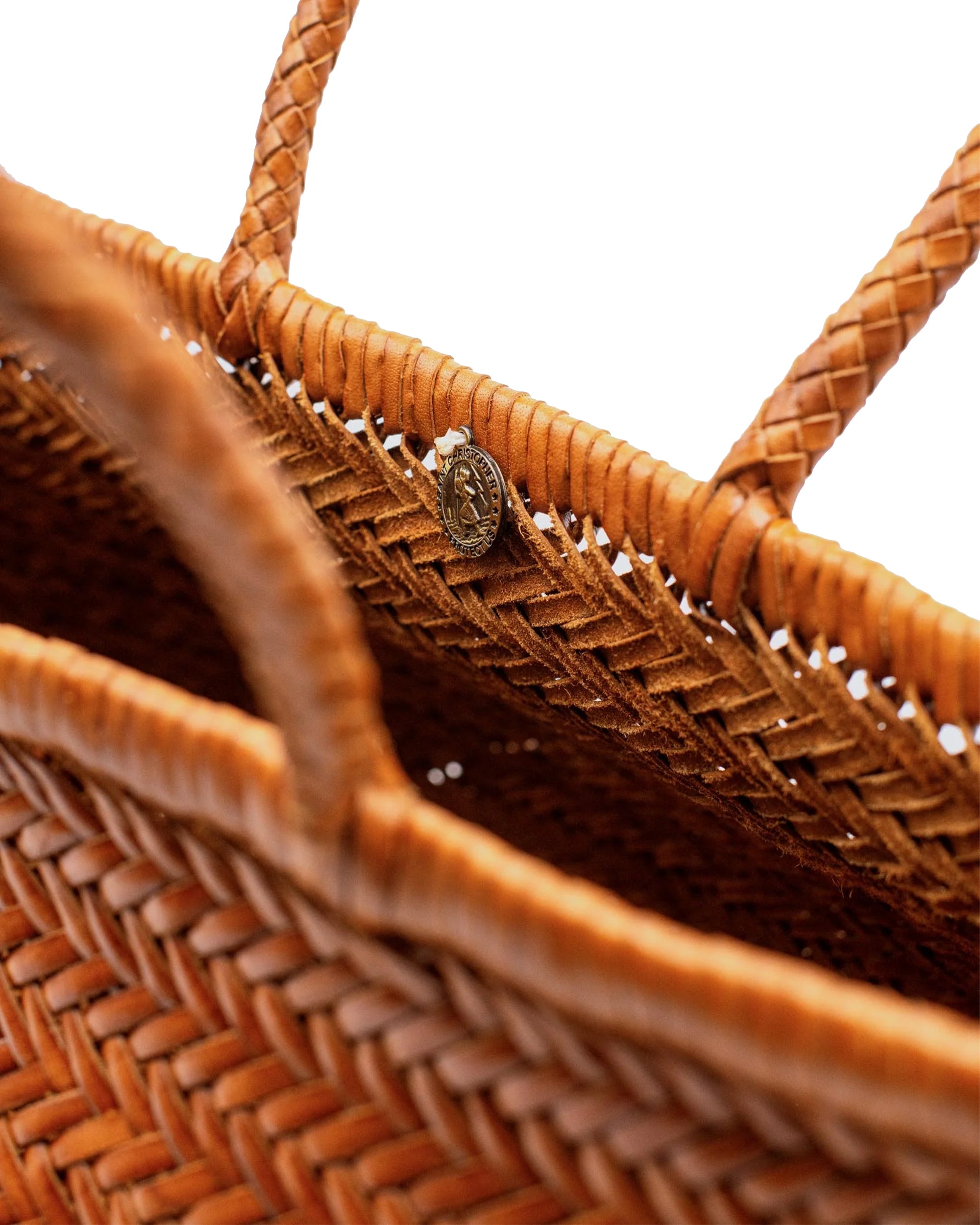 Large Handwoven Basket Tote in Buffalo Calf Leather