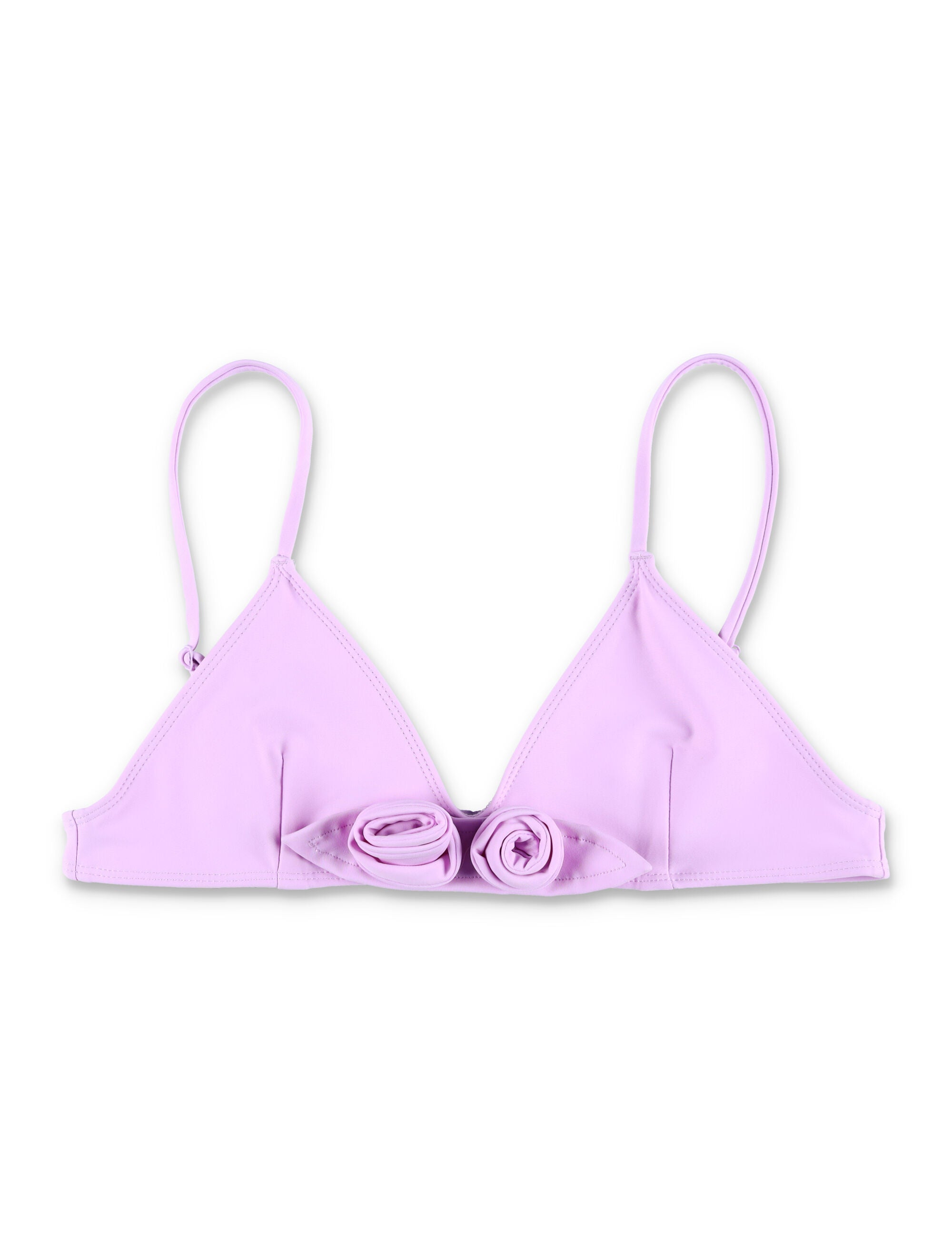 Sculptural Purple Bikini Top with Gathered Floral Detail