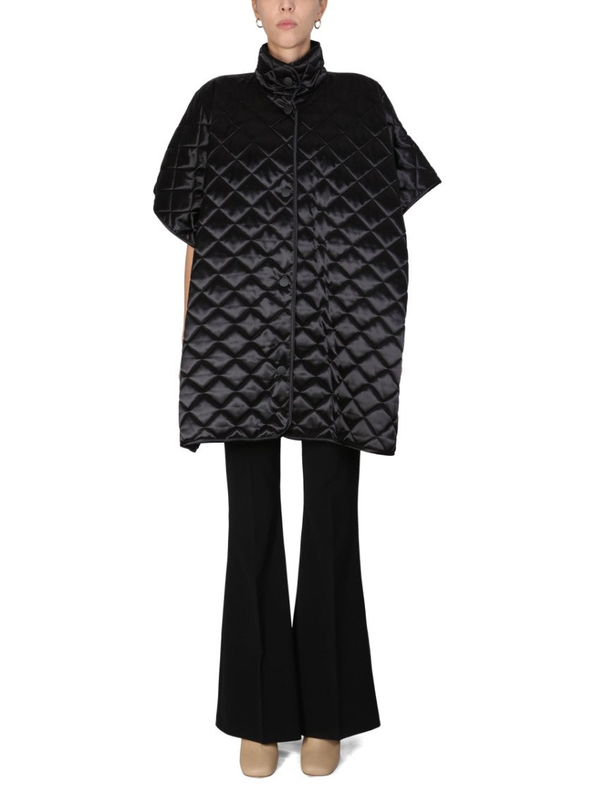 Diamond-Pattern Quilted Jacket With High Neck
