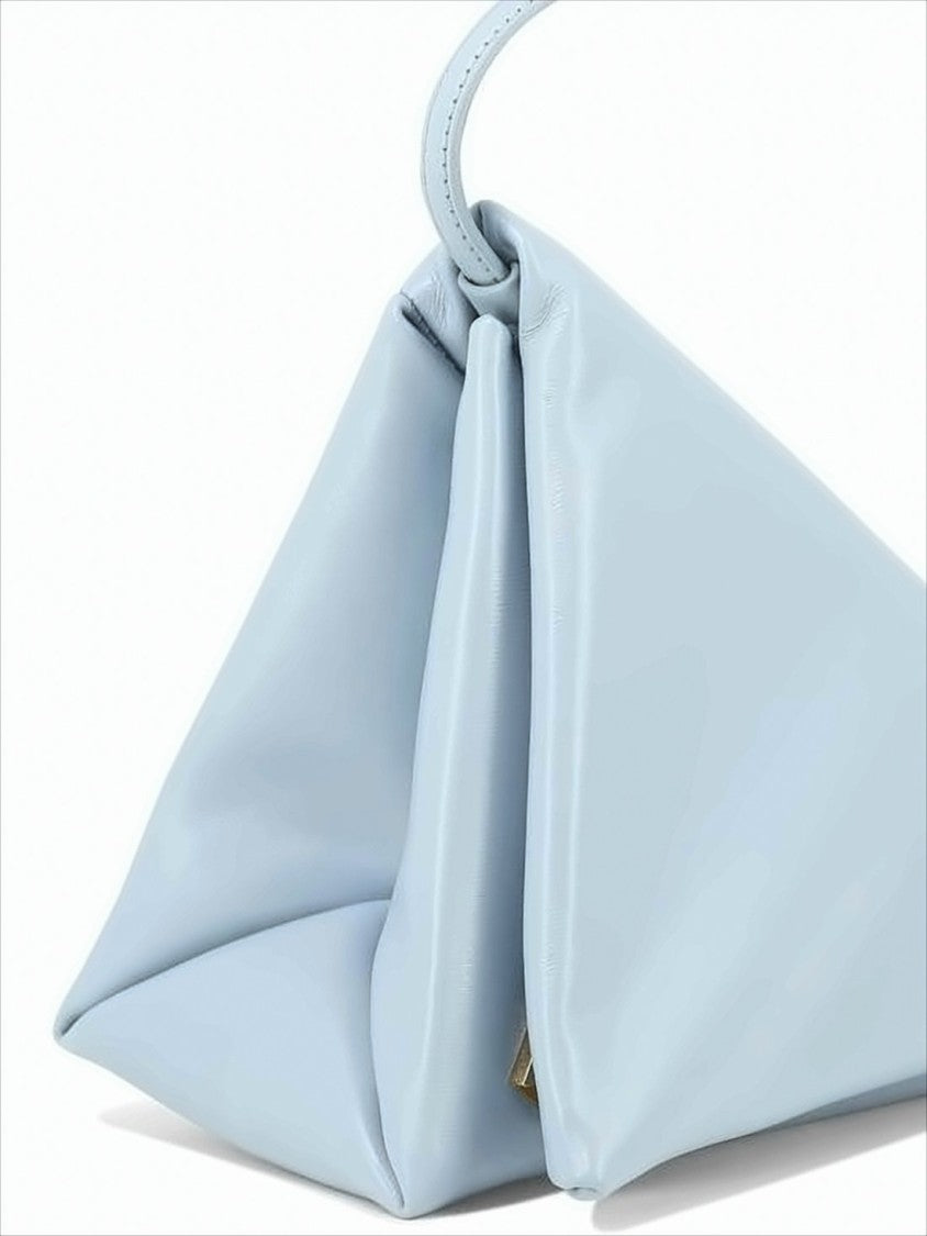 Triangular Silhouette Calfskin Leather Shoulder Bag
