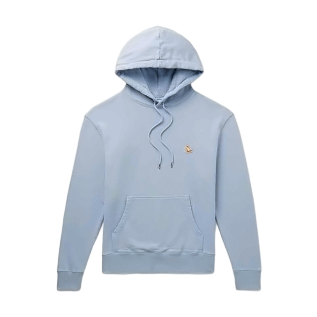 Light Blue Cotton Hoodie With Front Kangaroo Pocket And Adjustable Drawstring