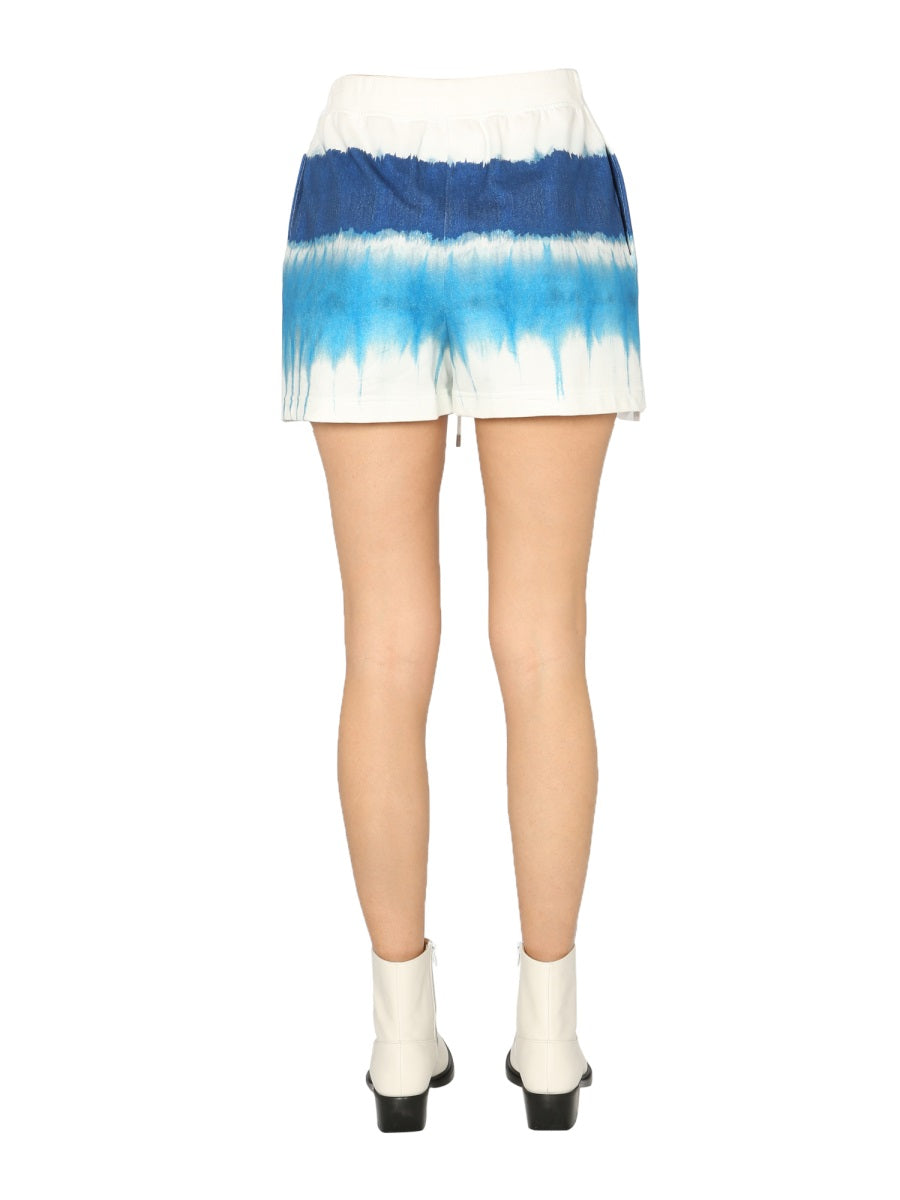 Relaxed Fit Cotton Shorts With Tie-Dye Design