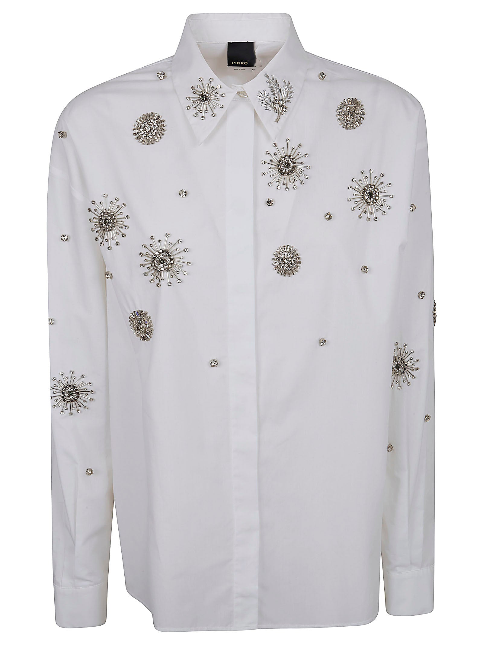 Embellished White Shirt with Starburst Patterns