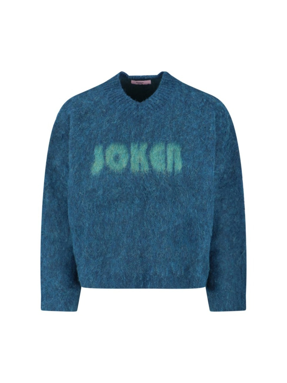 V-Neck Mohair Sweater With Ribbed Trims And Prominent Logo
