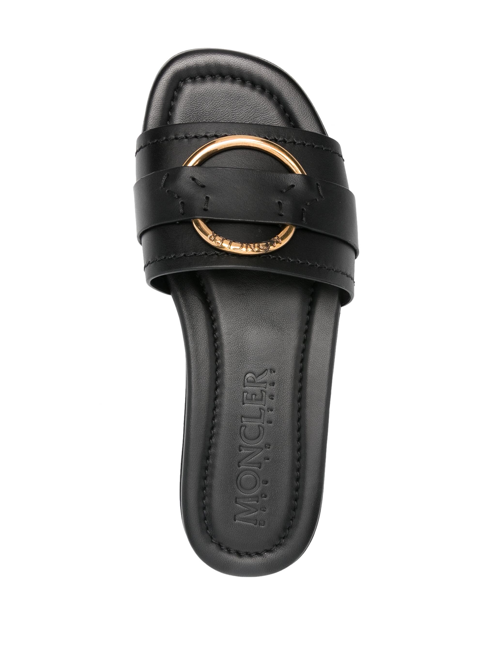 Black Bell Calfskin Leather Slides