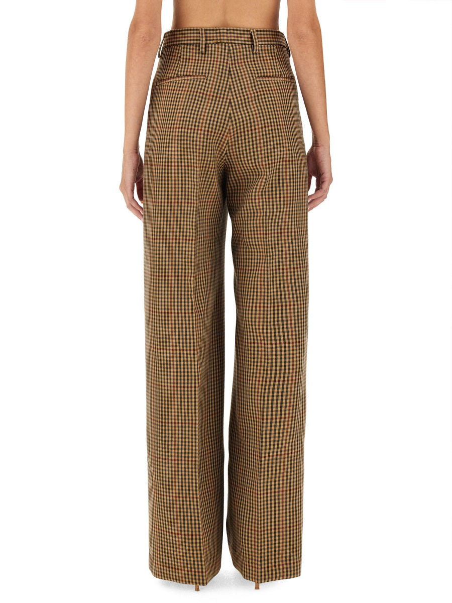 Check Pattern Wool Pants With Regular Fit