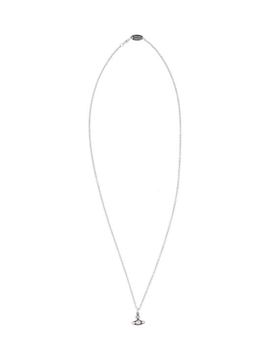 Delicate Planet Pendant Necklace In Oxidized Silver With Platinum Accents