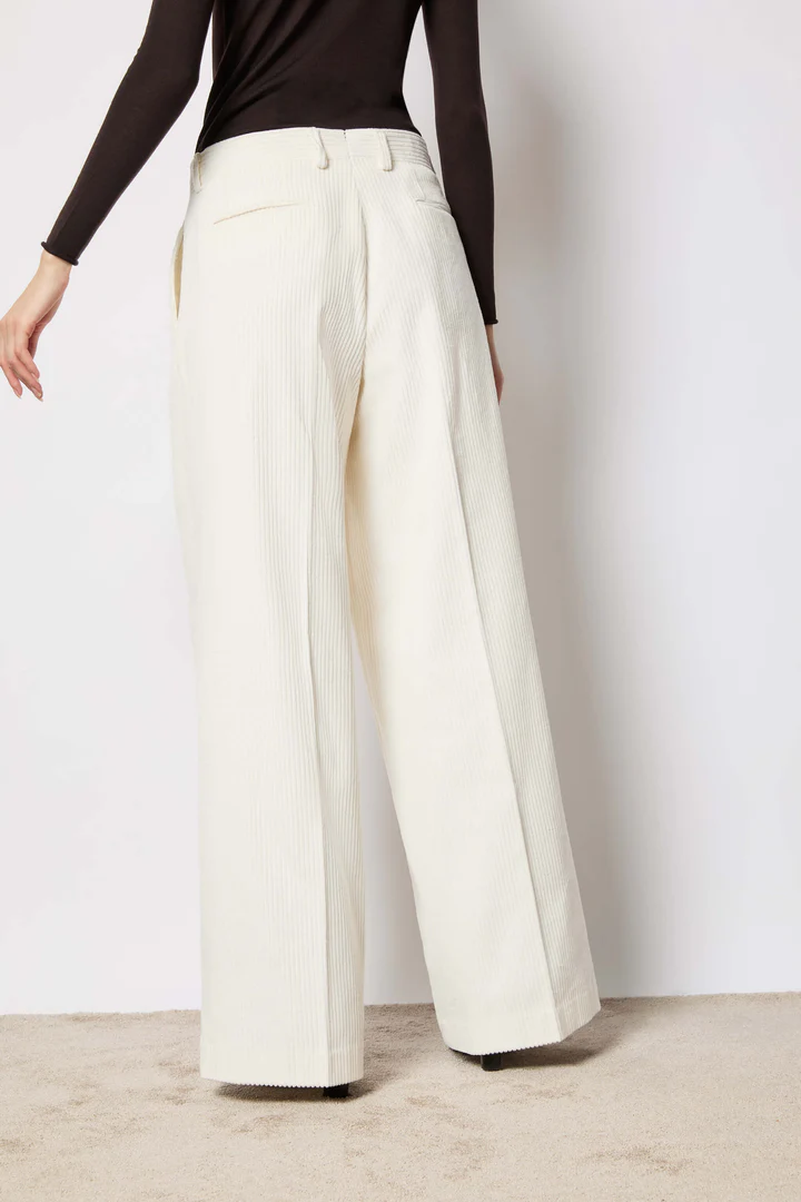 High-Waist Wide-Leg Pants With Ribbed Texture