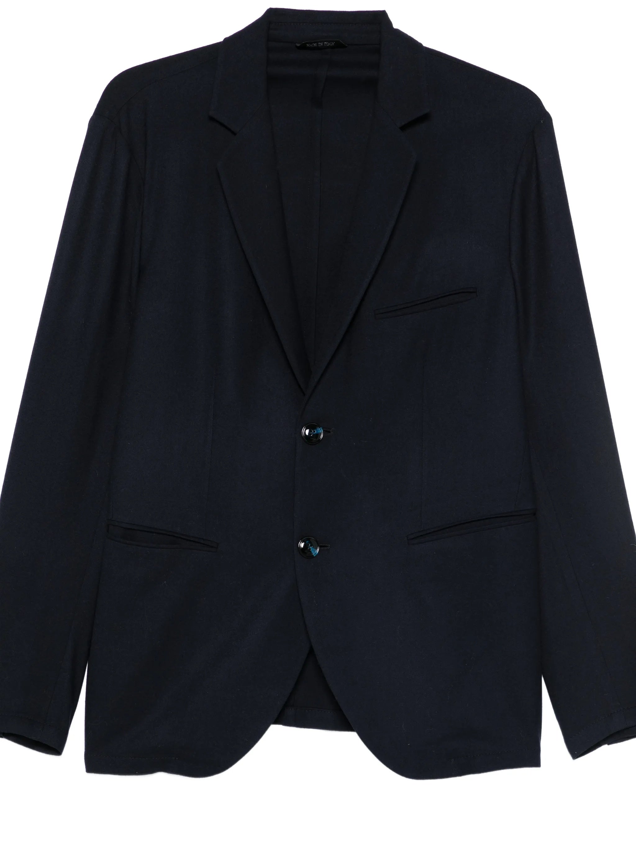 Tailored Black Wool Notch Lapel Blazer