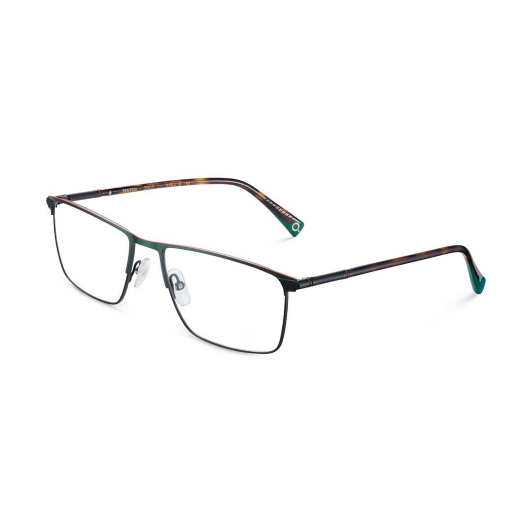 Fenton Rectangular Green Gradient Metal Eyeglass Frames with Tortoiseshell Temples